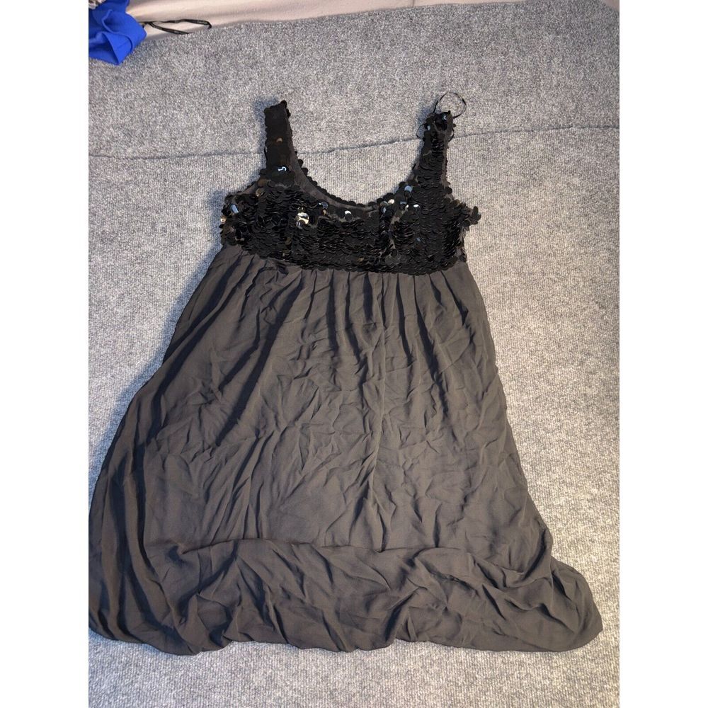 R&M Richards Cocktail Dress Women's Size 6 Black Sequin Wide Strap‎ Round Neck